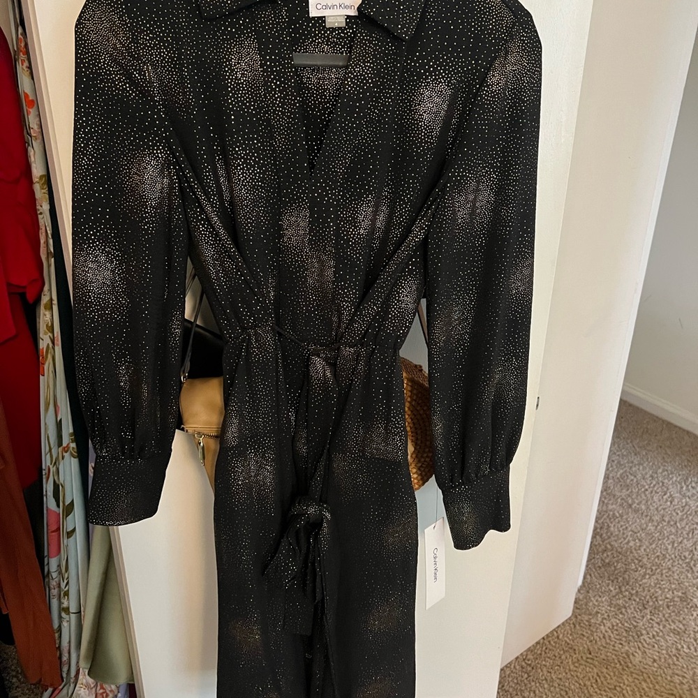 NEW WITH TAGS! NWT!! Calvin Klein black and gold women’s dress.